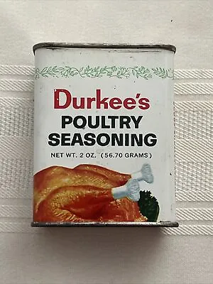 Vintage DURKEE Famous Foods Poultry Seasoning Tin Thanksgiving W/Spice 2 Oz Tin • $9.95