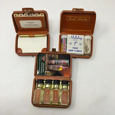 Souvenir TINY Miniature Suitcases - Sewing Liquor Stationary Setsl - Lot Of 3 • $54.52