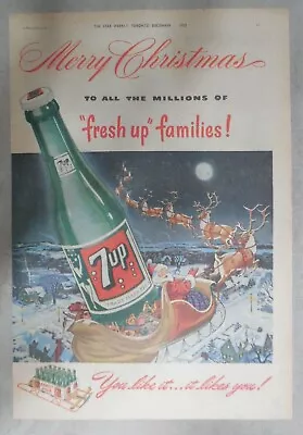7-Up Ad: Merry Christmas ! From 1952  Size: 11 X 15 Inches • $20