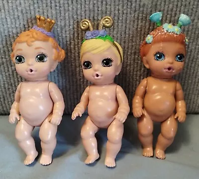 Lot 3-Zapf Creations Mini Baby Born-Flowers/Antennae's/Crown-Nude & Movable 4.5  • $15.50