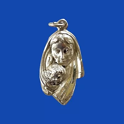 Madonna And Child Vintage Sterling Silver Religious Medal Mary And Infant Jesus • $34.99