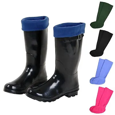 Unisex Fleece Wellington Boot Fleece Welly Liner Socks Soft Warm 3-5 6-8 9-11 • £7.99