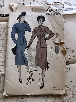 Vintage 1930/40 Vogue Ladies Suit Pattern #5876 Unused-Original Folds #76 • $65