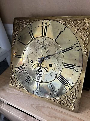 Antique Brass Longcase Dial & Movement 12  Square John Collier Cheadle C1750-80 • £250