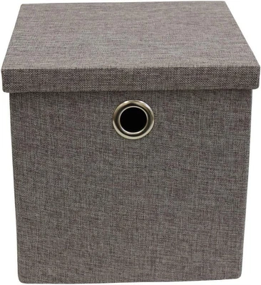 £12.49 • Buy Collapsible Lidded Fabric Storage Box With Chrome Handles For Drawers Laundry