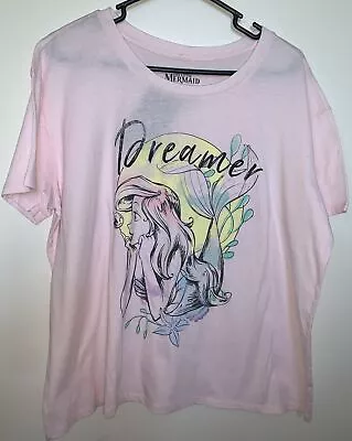 Disney Women’s The Little Mermaid Dreamer Pink Cropped SS Shirt Size 1X NWT • $16.19