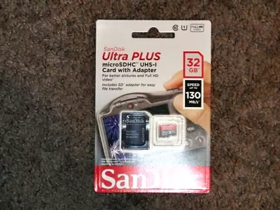 SanDisk Ultra Plus 32 GB Micro SDHC UHS-1 Card With Adapter - New - Sealed • $8