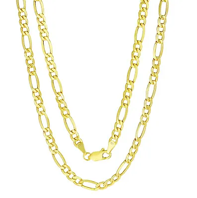 14K Yellow Gold 4.5mm Figaro Chain Italian Link Pendant Necklace Mens Womens 20  • $361