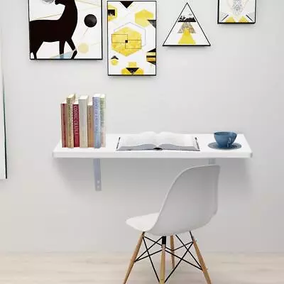 White Wall Mount Desk Floating Folding Computer Desk Home Office PC Table New • $27.89