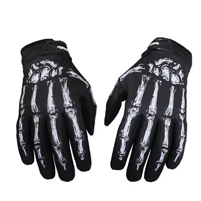 Biker Skeleton Bone Gloves Racing Cycling Motorcycle Mechanics Full Finger Glove • $20.62