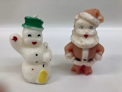 Two Vintage 1950's Gurley Christmas Snowman With Broom Santa Wax Candles 3” • $7.50