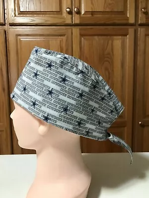 Scrub Or Chef Hat Medical Nursing Chemo Skull Cap Cowboys Dallas Cotton Fabric • $18.99