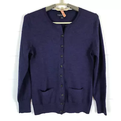 Banana Republic Purple Cardigan Sweater Extra Fine Merino Wool Small • $8.99