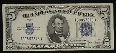 1934 Five Dollar Silver Certificate $5 Bill Blue Seal Note Hand Picked Vg/Fine • $20