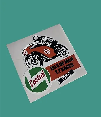 £3.33 • Buy Castrol 1960 Classic Isle Of Man TT Races  Vinyl Sticker IOM Oil Pourer Jug VW 8