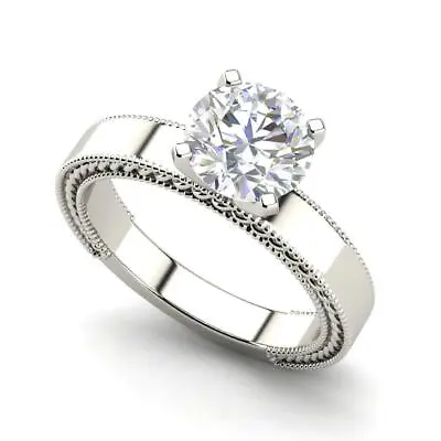 Handmade Milgrain 2 Carat VS2/H Round Cut Diamond Engagement Ring Treated • $4480.30