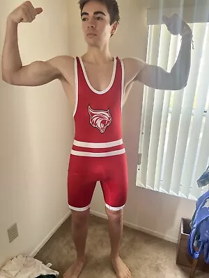 High School Wrestling Singlet Cougars Red Mens AM Adult Medium • $399