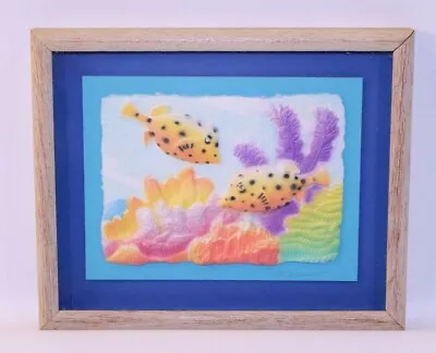 VTG Figi Graphics Marino 3D Fish Tropical Art Framed Matted Signed Paper Bathrom • $27.99