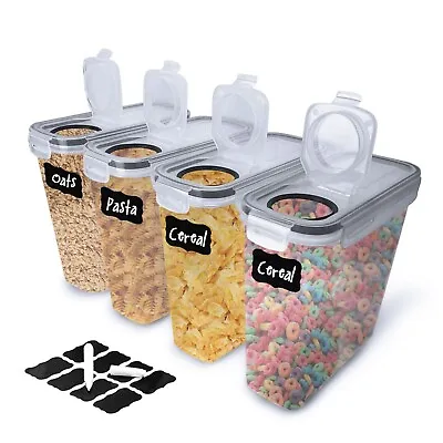Cereal Dispenser Food Container Set Of 4 Airtight Food Storage Pantry Organiser • £14.25