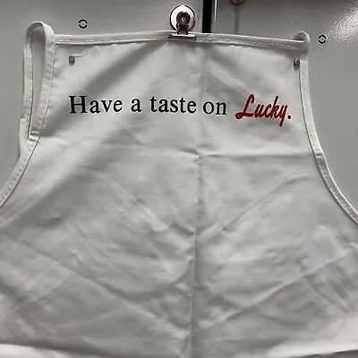 Vintage 1990s Lucky Grocery Store Give Away White Cotton Apron  Have A Taste On  • $5.98