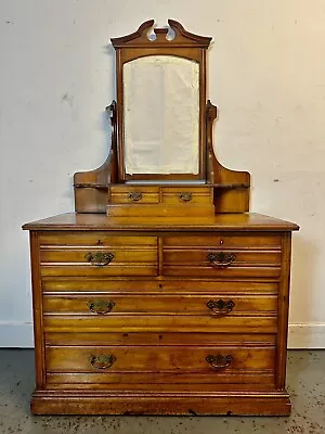 £295 • Buy A Rare & Beautiful Edwardian Antique Walnut Mirrored Dressing Table Chest.C1910.