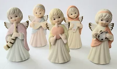 Vintage Lefton Set Of Five  Porcelain Angel Band Instruments Musician Figurines • $29.95