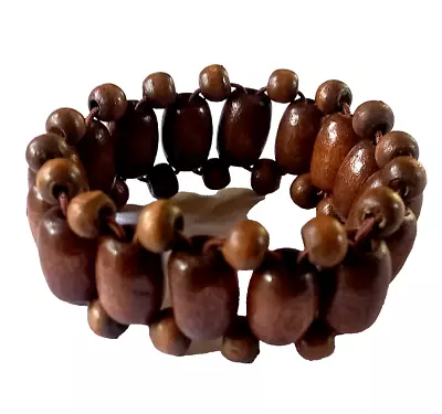 Rasta Africa Reggae One Love Wood Roots Natural Hand Made Beads Bangle Jamaica • $13.50