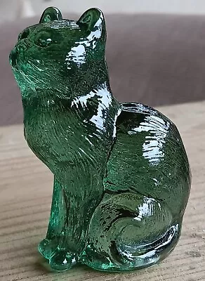 Solid Glass Sitting Kitty Cat Kitten Airbrushed Green - Mosser USA • $36.99