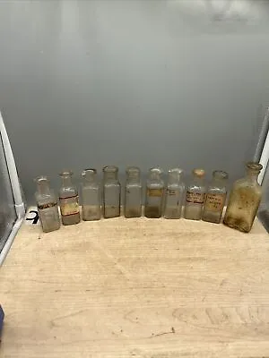 Lot Of Vtg Apothecary Pharmacy Lab Medicine Jars Bottles (10 Bottles) Lot #24 • $9.99