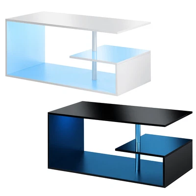 $123.49 • Buy Hommpa LED Coffee Table 3 Tier Storage Shelf High Gloss End Side Tea Table /