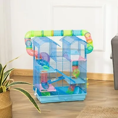 5 Tier Hamster Cage Large With Tubes Small Animal Pet House Enclosures Indoor • £47.99