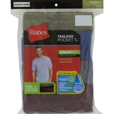 Hanes Men's FreshIQ® ComfortSoft® Dyed Tees With Wicking Pocket T-Shirts 4-Pack • $19.90