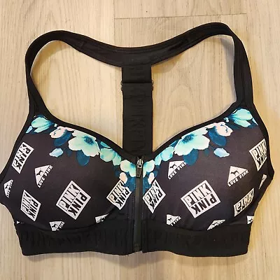 Victorias Secret Pink Sports Bra Womens Small Black Racerback Hiking Gym Yoga • $13