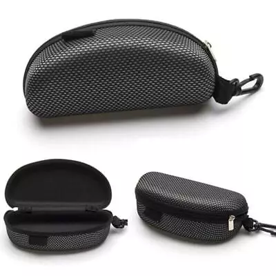 Glasses Case Hard Black Sports Large Glasses Belt Clip Close Zip Sunglasses Y59C • £5.36