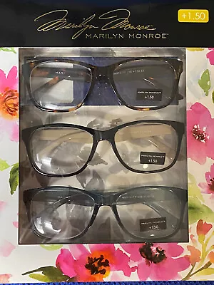  Marilyn Monroe 3 Pk TORTOISEBLACK/NUDEBLUE  Readers Glasses +1.50 • $24.50