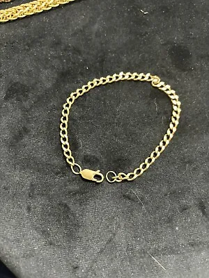 Solid 9k Yellow Gold Curb Bracelet 20cm Long • $221.07