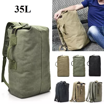 35L Men's Canvas Backpack Rucksack Hiking Travel Duffle Bag Military Handbag • $20.88