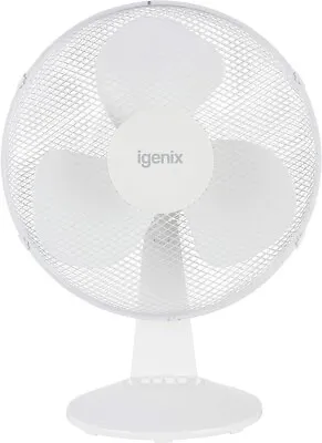 Igenix DF1610 Portable Desk Fan 16 Inch Oscillating 3 Speed Settings White • £19.99