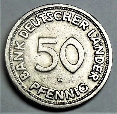 BR Germany 50 Pfennig 1949 G Bank German Länder Excellent With Capsule • £23.35