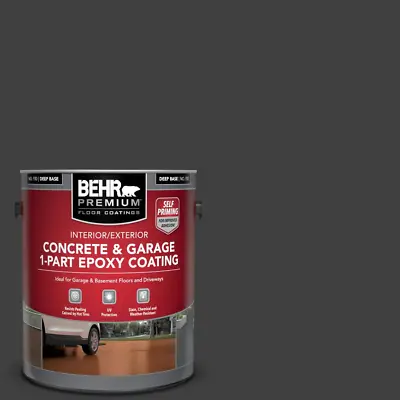 1/ 5 Gal Floor Paint Jet Black Epoxy Concrete For Garage Basement Patio Driveway • $51.88