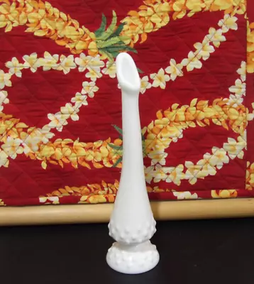 Fenton White Milk Glass Hobnail Swung Stretch Pedestal Bud Flower Vase 9 7/8  • $15.39