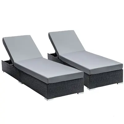 NNEDSZ Sun Lounge Wicker Lounger Outdoor Furniture Rattan Garden Day Bed Sofa Bl • £681.87