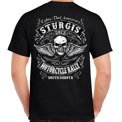 2023 Sturgis Motorcycle Rally Traditional Skull Wings T-Shirt • $15.99