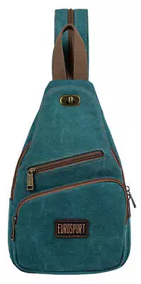 EuroSport Teal Messenger Sling Canvas Shoulder Bag Rucksack Travel Sport B417 • $39.95