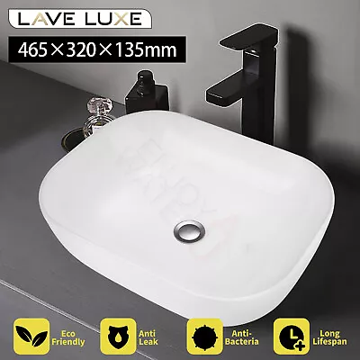 Gloss White Ceramic Bathroom Vanity Wash Basin Above Counter Top Mount Bowl Sink • $59.90