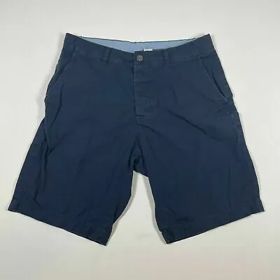 H&M Divided Chino Shorts Blue Button Fly Flat Front 3 Pockets Men's Size 30 • $12.95