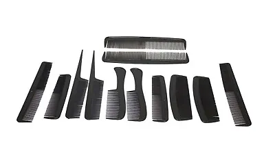 12Pc Assorted Black Comb Set Hair Styling Hairdressing Salon Men Women Barbers • £3.25