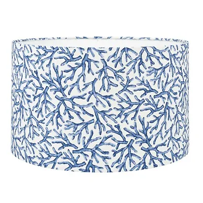 Coral Reef Lampshade. Botanical And Nautical Inspired Print Marine Blue & White • £49.99