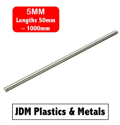 5mm Stainless Steel Metal Round Bar Rod Grade 304 | Lengths 50mm - 1000mm  • £1.20