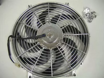 14  Chrome 2122 CFM 12V Zirgo Electric Radiator Fan Street Rod Factory 2nds! • $74